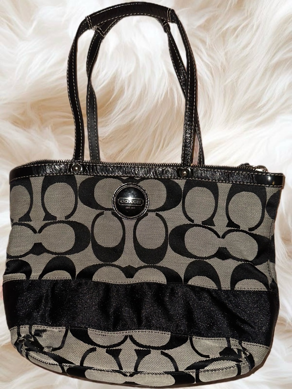 Coach Black Signature Canvas Tote Bag
